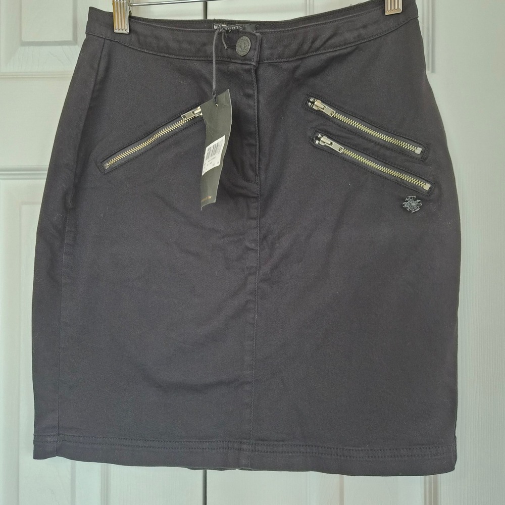 NWT Maison Scotch Black Zipper Detail Mini Skirt Cotton Twill 4 Biker Grunge